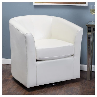 Daymian Faux Leather Swivel Club Chair - Christopher Knight Home 4 Daymian Faux Leather Swivel Club Chair - Christopher Knight Home - Image 2