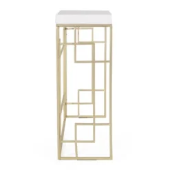 Depue Modern Glam Geometric Console Table Gold/White - Christopher Knight Home -Christopher Knight Home GUEST fc7f0189 3b98 41bc b7b7 8e8969f1724f
