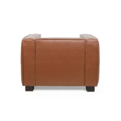 Goyette Contemporary Faux Leather Club Chair Cognac Brown/Dark Walnut - Christopher Knight Home -Christopher Knight Home GUEST fd0838e8 0078 45ca af9c 3edd9263d2ff