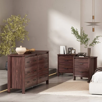 3pc Olimont Contemporary Double Dresser And Nightstand Set Walnut - Christopher Knight Home 7 3pc Olimont Contemporary Double Dresser And Nightstand Set Walnut - Christopher Knight Home - Image 5