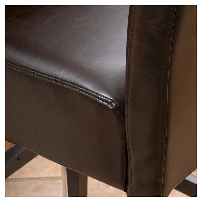 Set Of 2 26" Portman Bonded Leather Counter Height Barstool Brown - Christopher Knight Home 5 Set Of 2 26" Portman Bonded Leather Counter Height Barstool Brown - Christopher Knight Home - Image 3