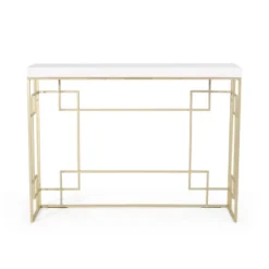 Depue Modern Glam Geometric Console Table Gold/White - Christopher Knight Home -Christopher Knight Home GUEST fe3aee1a b3d8 4496 bbe4 880a6f3899b5